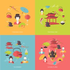 Japan icons flat