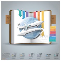 Business Journey With Global Arrow Bookmark Diagram N2