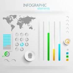 vector set of abstract 3d paper infographic elements for print N19