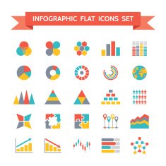 Vector Icons Set of Infographic Illustration in Flat Design Style