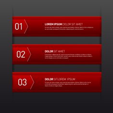 Set of three red banners - options info graphics