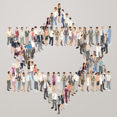 People forming Star of David