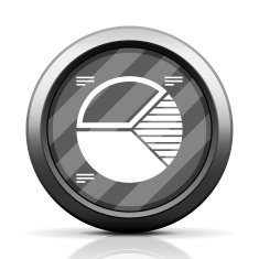 Pie Chart icon on a round button N68