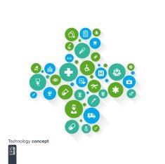 Abstract medicine background with cross circles and flat icons