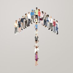 People forming up arrow