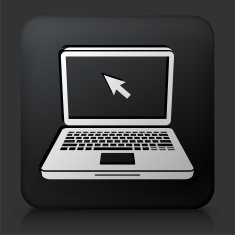 Black Square Button with Laptop Icon N8