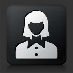 Black Square Button with Woman Face N18