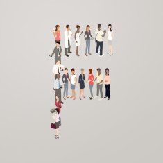 People forming the letter F