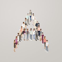 People forming the letter A