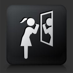 Black Square Button with Brushing Teeth