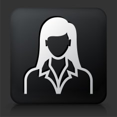 Black Square Button with Woman Face N19