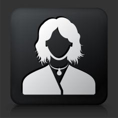 Black Square Button with Woman Face N20