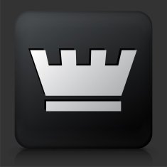 Black Square Button with Crown N12