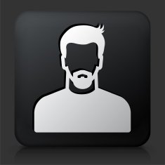 Black Square Button with Male Face Icon N63