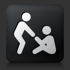 Black Square Button with Helping Hand Icon N3
