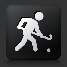Black Square Button with Hockey Icon N2