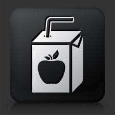 Black Square Button with Apple Juice Box