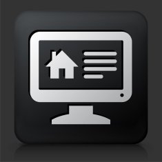 Black Square Button with Online House