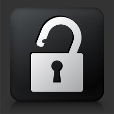 Black Square Button with Security Lock Icon N31