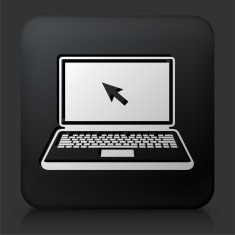 Black Square Button with Laptop Icon N9