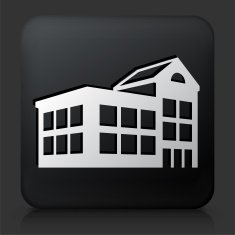Black Square Button with Building Icon N36