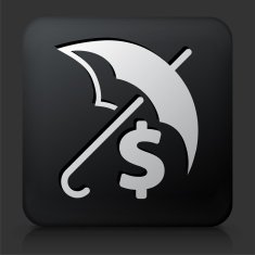 Black Square Button with Money Insurance
