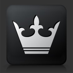 Black Square Button with Crown N13