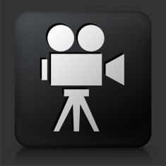 Black Square Button with Film Camera Icon N10