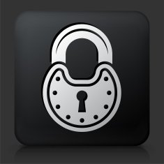 Black Square Button with Security Lock Icon N32
