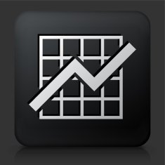 Black Square Button with Progress Graph Icon N2