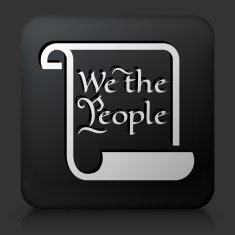 Black Square Button with American Constitution Icon