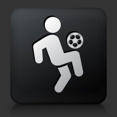 Black Square Button with Soccer Icon N2