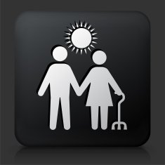 Black Square Button with Care Giver
