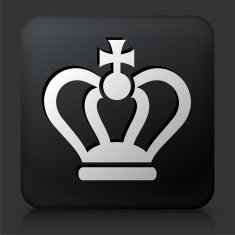 Black Square Button with Crown N14