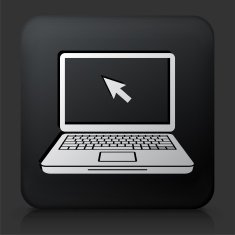Black Square Button with Laptop Icon N10
