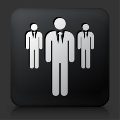 Black Square Button with Three Businessmen Standing N2
