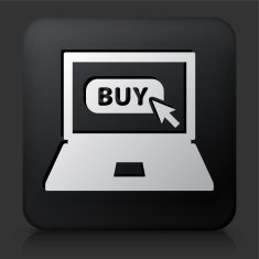 Black Square Button with Laptop Buy Sign