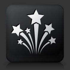 Black Square Button with Stars Icon