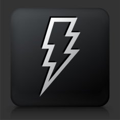 Black Square Button with Lightning Bolt