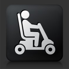 Black Square Button with Disability Cart