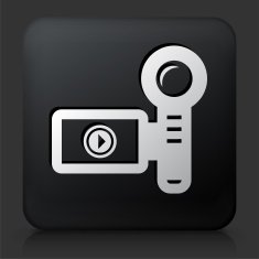 Black Square Button with Film Camera Icon N11
