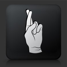 Black Square Button with Fingers Crossed Icon
