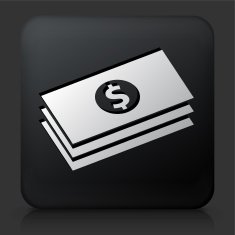 Black Square Button with Dollar Bills Icon N2