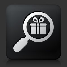 Black Square Button with Searching Gifts Icon