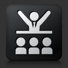 Black Square Button with Speech Icon N2