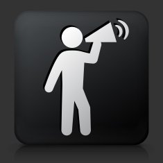 Black Square Button with Megaphone Rally Icon