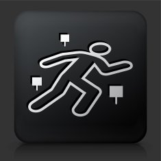 Black Square Button with Murder Scene Icon