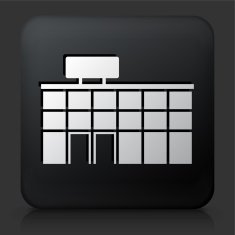 Black Square Button with Store Icon N3