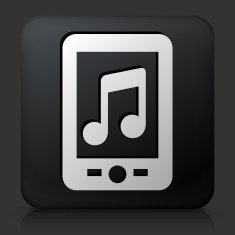 Black Square Button with Music Phone Icon