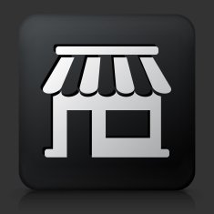 Black Square Button with Store Icon N4